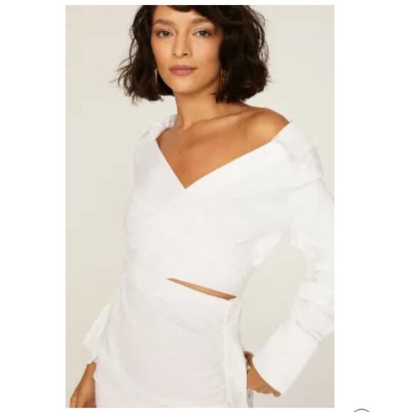 EUC SERGIO HUDSON Asymmetrical Button Up Dress White Size 2 COTTON XS SMALL - Picture 4 of 10